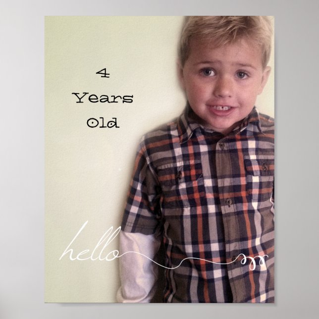 Your Custom 8" x 10" Cute Hello and Year Poster (Front)