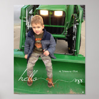 Your Custom 8" x 10" Cute Hello and Year Poster
