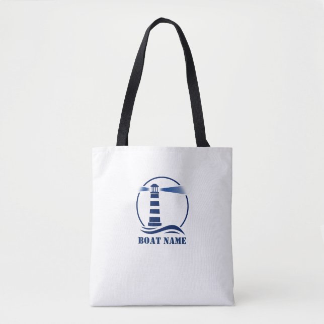 Your Custom Boat or Name Classic Lighthouse Tote Bag (Front)