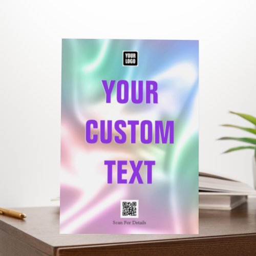 Your Custom Bold Text Logo  QR Code Iridescent Foam Board