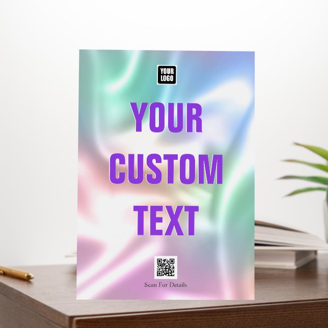 Your Custom Bold Text, Logo & QR Code, Iridescent Foam Board (In Situ (Office))