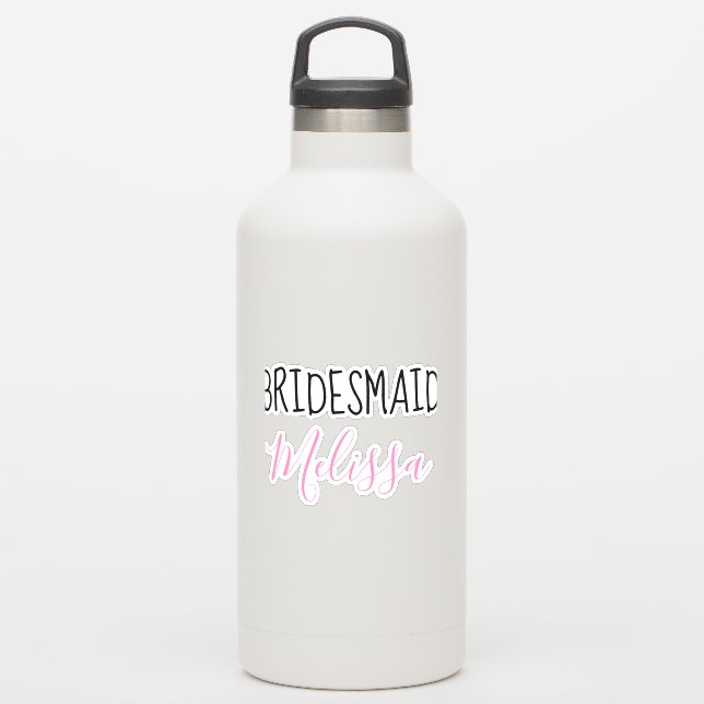 Your Custom Bridesmaid Wedding Typography Sticker (Waterbottle)