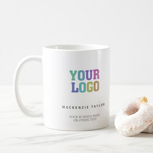 Your Custom Business Company Logo Personalized Coffee Mug (With Donut)