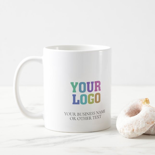 Your Custom Business Company Logo Personalized Coffee Mug (With Donut)