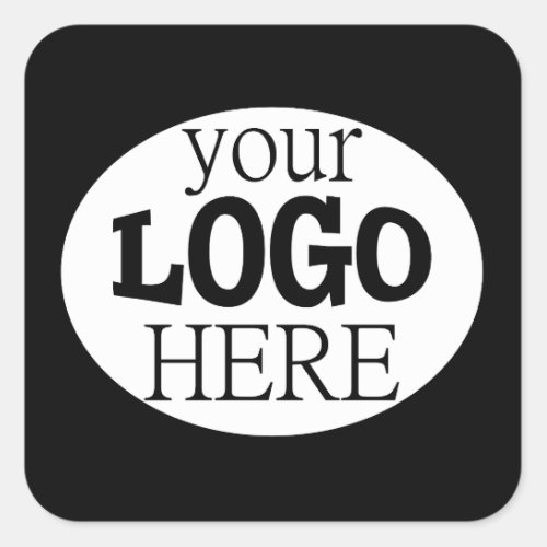 Your Custom Business Logo on Black Square Sticker