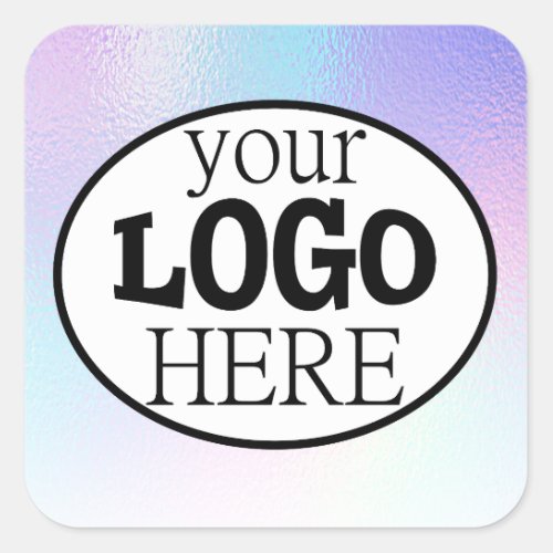 Your Custom Business Logo on Holographic Gradient Square Sticker