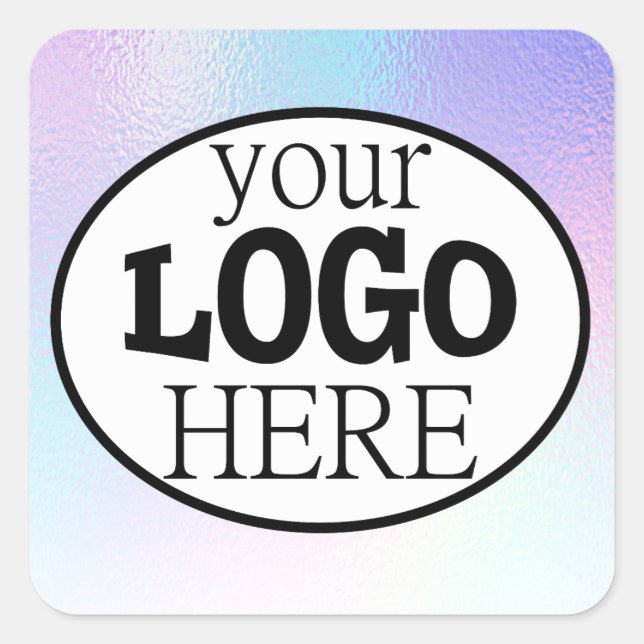 Your Custom Business Logo on Holographic Gradient Square Sticker (Front)