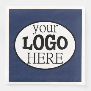 Your Custom Business Logo on Navy Blue Paper Dinner Napkins