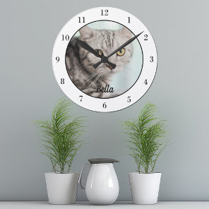 Your Custom Cat Photo Cute Pet Owner Wall Round Clock