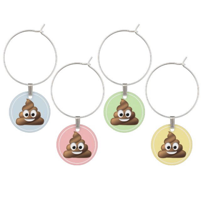 Your custom color, Poop Emoji Wine Charm (Staggered)