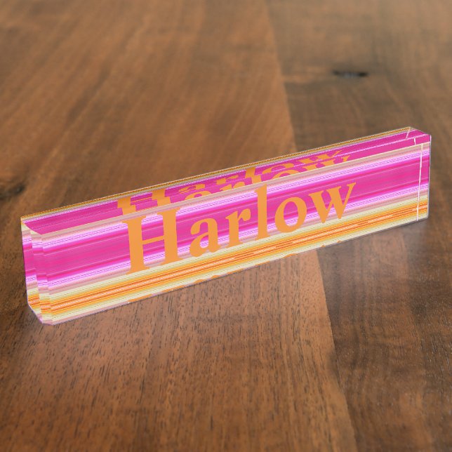 Your Custom Desk Nameplate - Vibrant Pink Orange (Side)