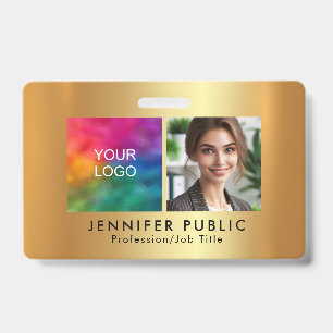 Your Custom Employee Photo Logo Gold Template Badge