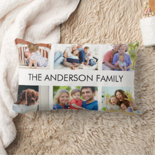 Your Custom Family Friends Photo Collage Template Lumbar Pillow