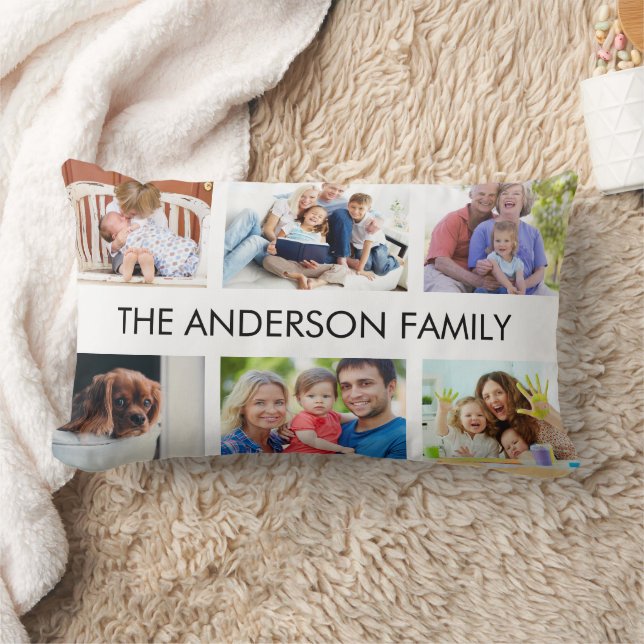 Your Custom Family Friends Photo Collage Template Lumbar Pillow (Blanket)