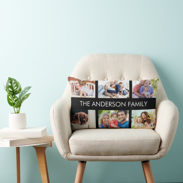 Your Custom Family Friends Photo Collage Template Lumbar Pillow (Chair)
