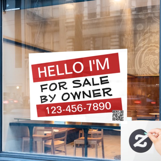 Your Custom For Sale Advertisement QR Code Window Cling (Cafe Window)
