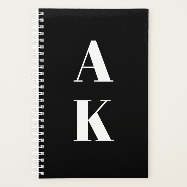 Your Custom Initials Black & White Planner (Front)