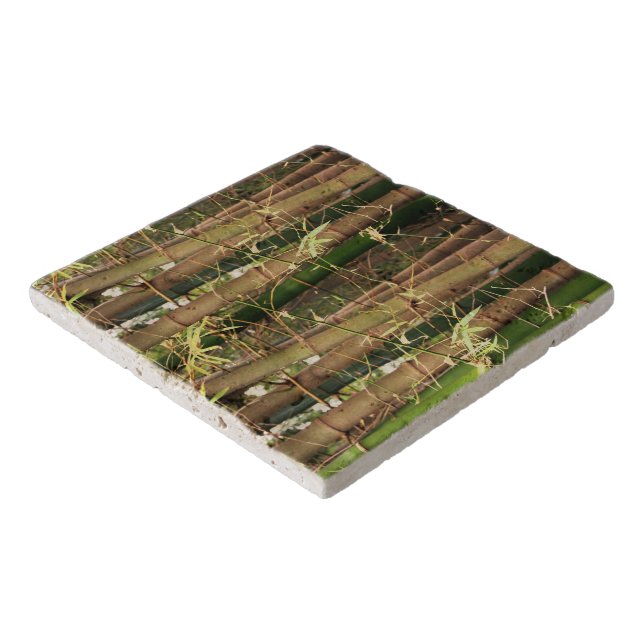 Your Custom Large Bamboo Travertine Stone Trivet (Corner)