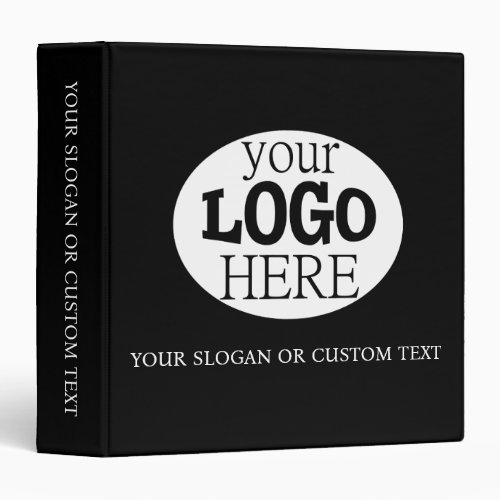 Your Custom Logo and Text on Black 3 Ring Binder