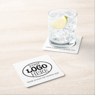 Your Custom Logo and Text Square Paper Coaster