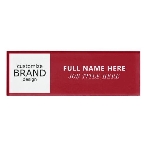 Your Custom Logo Burgundy  White Title Magnetic Name Tag
