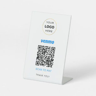 Your Custom Logo Business Scan to Pay White Pedestal Sign