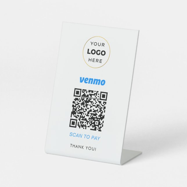 Your Custom Logo Business Scan to Pay White Pedestal Sign (Front)