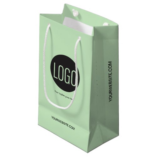 Your custom logo business website Green tradeshow Small Gift Bag