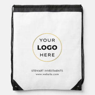 Your Custom Logo Business White Drawstring Bag
