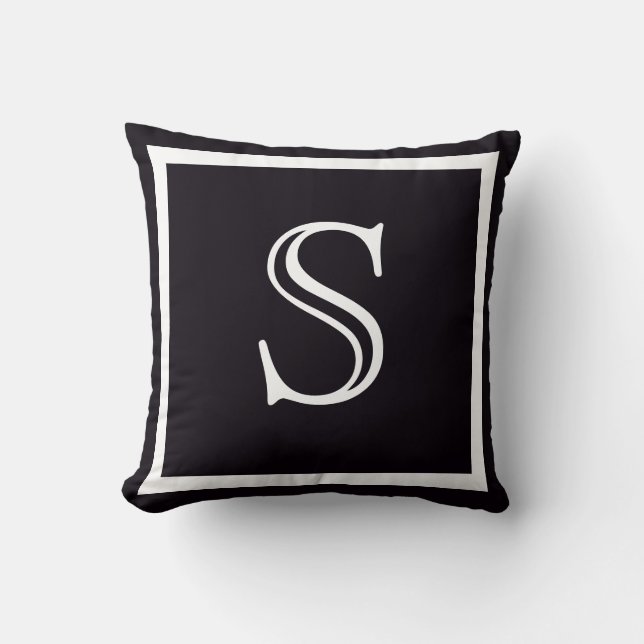 Your Custom monogram dark blue purple Throw Pillow (Front)