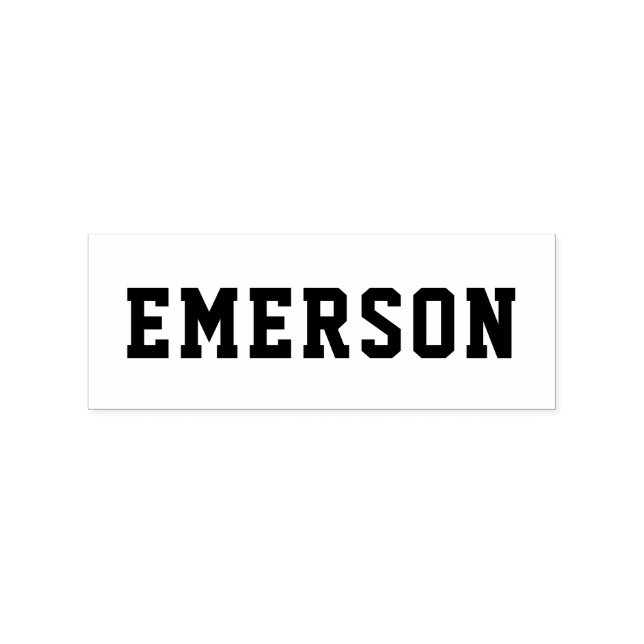 Your custom name in a sporty college font rubber stamp (Imprint)