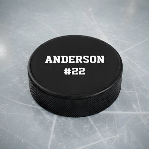 Your Custom Name Number - Choose Background Color Hockey Puck