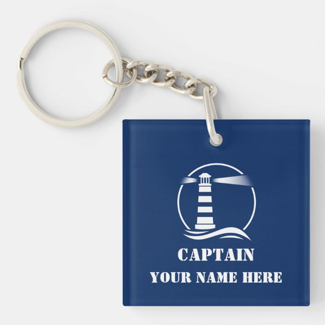Your Custom Name Or Boat Name Classic Lighthouse Keychain (Front)