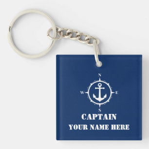 Your Custom Name Or Boat Name With Compass Anchor Keychain
