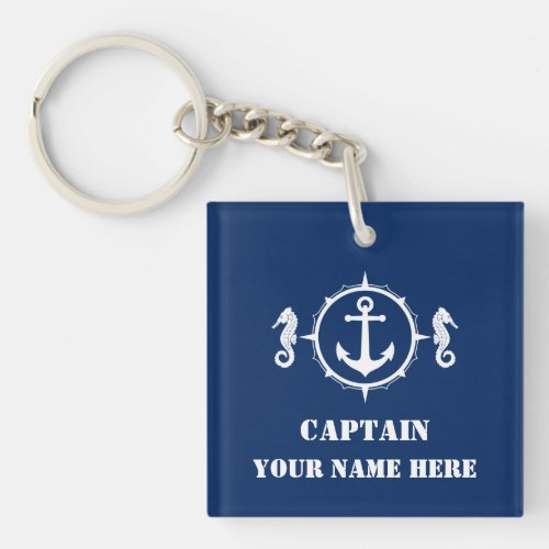 Your Custom Name Or Boat Name With Seahorse Anchor Keychain