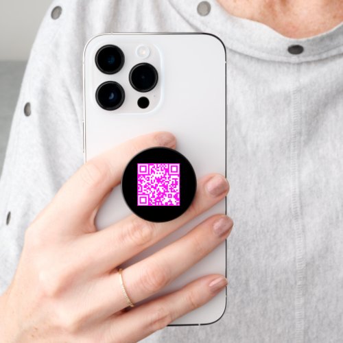 Your custom Neon pink QR code on Black PopSocket