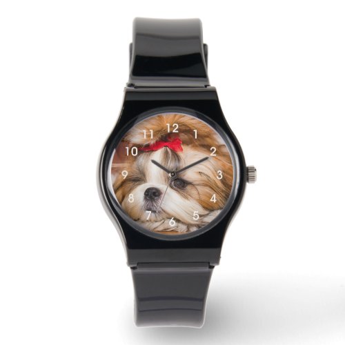 Your custom pet dog puppy photo with clock face watch