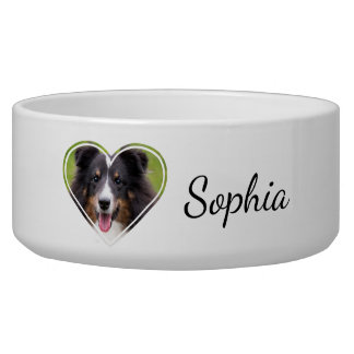 Your Custom Pet Photo In Heart Shape &amp; Name Bowl
