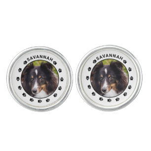 Your Custom Pet Photo With Name & Paws Cufflinks