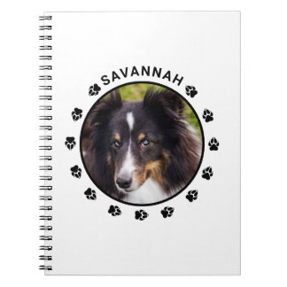 Your Custom Pet Photo With Paws &amp; Text Notebook