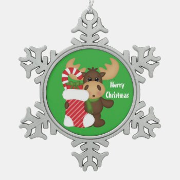 Your Custom Pewter Snowflake Ornament Moose by doodlesfunornaments at Zazzle
