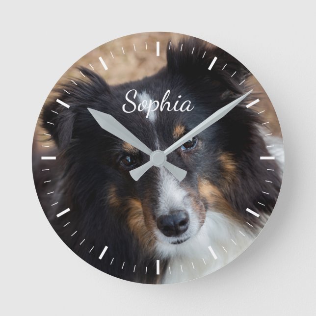 Your Custom Photo And Text & Any Color Clock Face (Front)