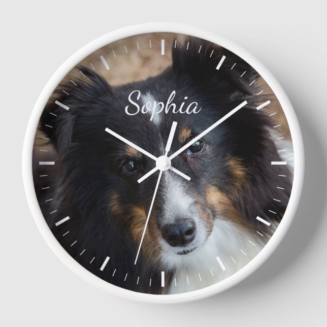 Your Custom Photo And Text & Any Color Clock Face (Front)