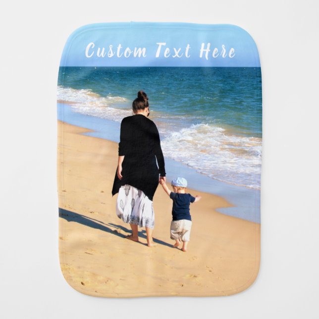 Your Custom Photo Baby Burp Cloth Personalize Text (Front)