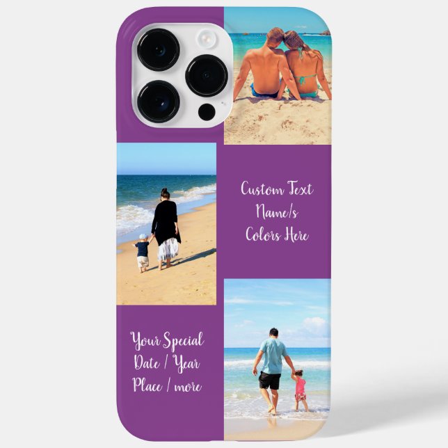 Your Custom Photo Collage Text Name iPhone Case (Back)