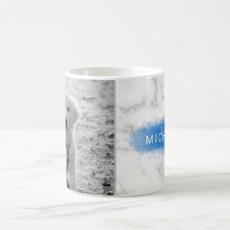 Your Custom Photo &amp; Faux Marble Texture With Blue Coffee Mug