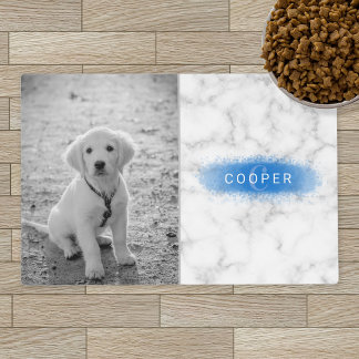 Your Custom Photo & Faux Marble Texture With Blue Placemat
