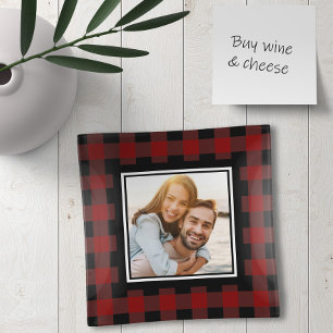YOUR Custom Photo Lumberjack Buffalo Plaid Rustic Trinket Tray
