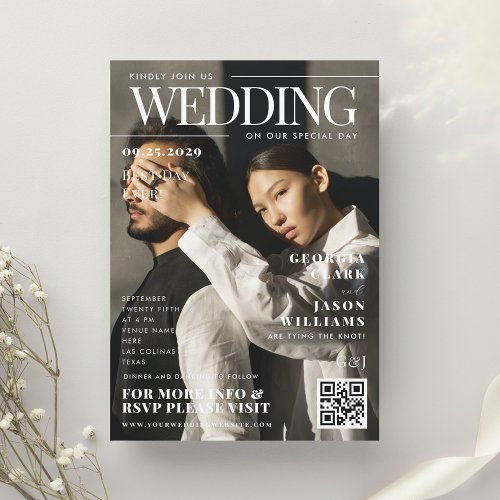 Your Custom Photo  Magazine Cover Unique Wedding  Invitation