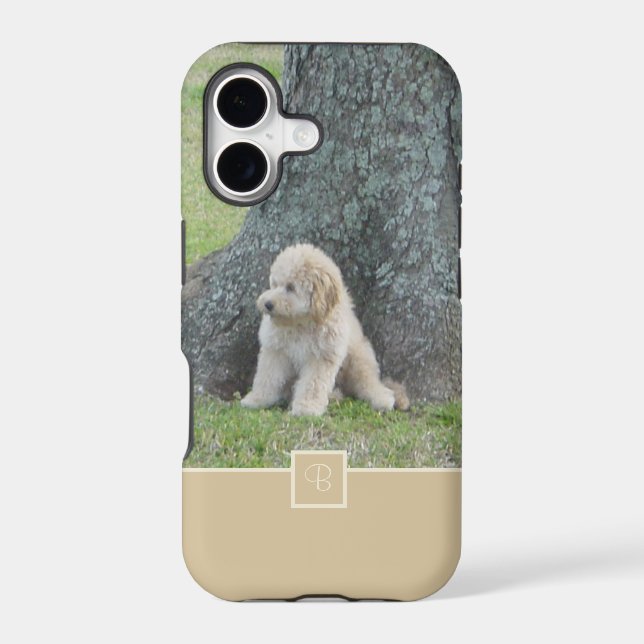 Your Custom Photo & Monogram  Neutral Tan & Cream Case-Mate iPhone Case (Back)